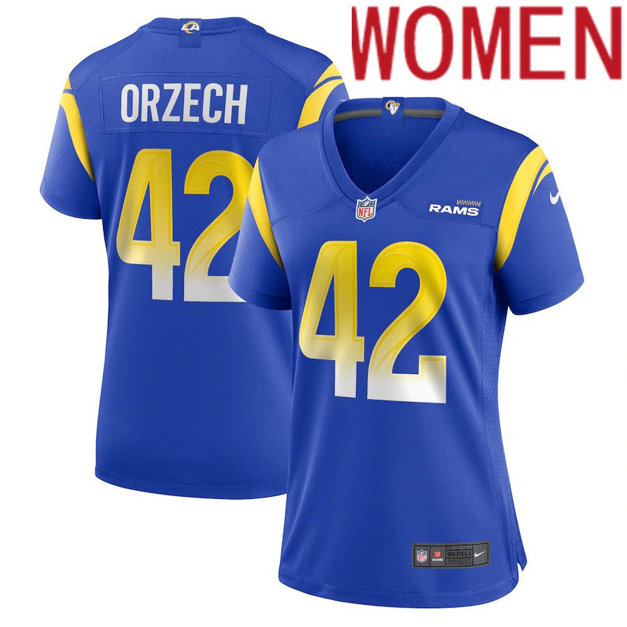 Women Los Angeles Rams 42 Matthew Orzech Nike Royal Game NFL Jersey